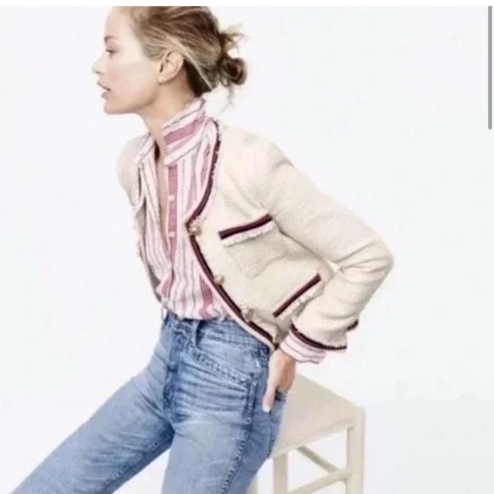 NWOT J Crew Tweed Red White Blue Lady Jacket - Picture 2 of 6